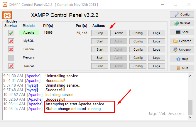 Start MySQL Service di Windows Dengan XAMPP