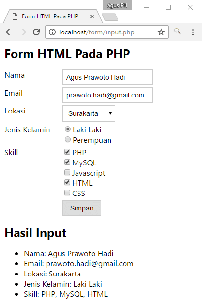 Menampilkan Hasil Input Form HTML dengan PHP